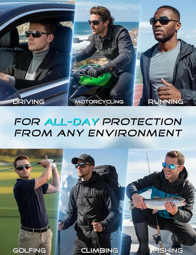 Detalle de ATTCL Polarised Sports Sunglasses for Men with UV400 Protection (Wrap Around, Lightweight 20g)