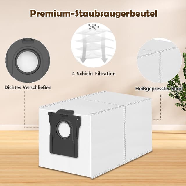 Detalle de 12 Staubbeutel für Dreame L20/X40/X50 Ultra & Mova S70/E30/V50 – 3,2 l Staubsaugerbeutel (kompatible Ersatzbeutel)