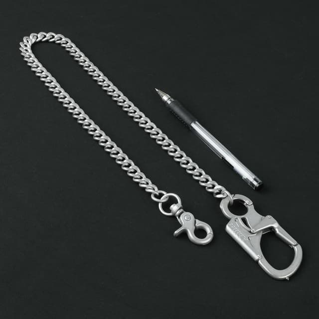 Detalle 2 de Ahiller Geldbörsenkette mit Verschluss: Biker-Kette mit Doppelschloss-Design und Wolframstahl-Kegelkopf