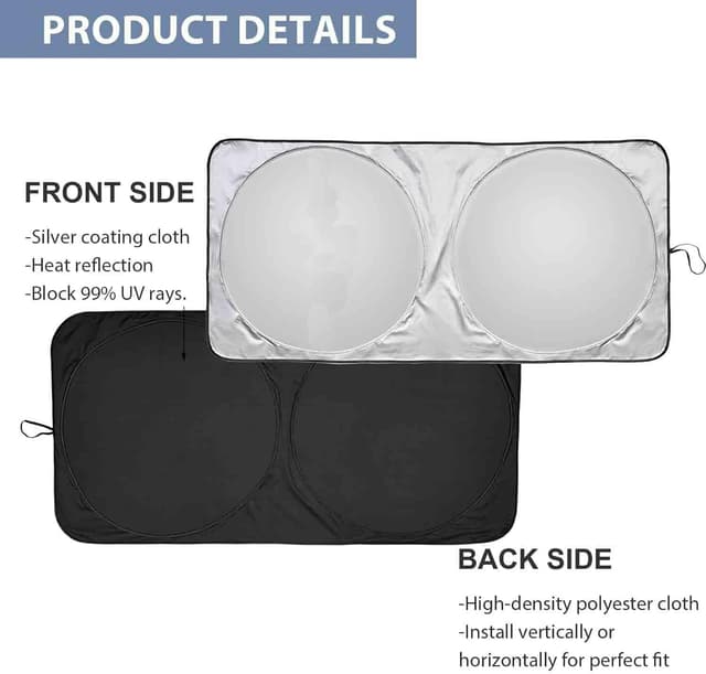 Detalle de Parasole auto parabrezza interno pieghevole riflettente 150 x 70 cm con protezione UV