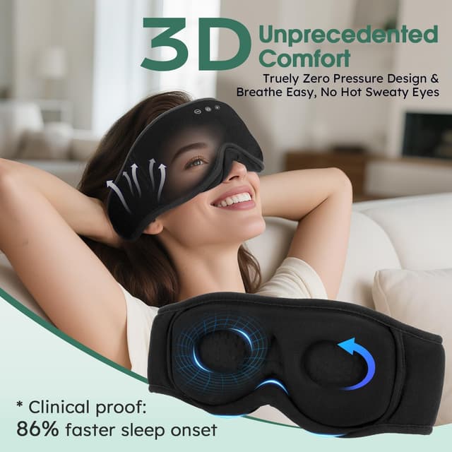 Detalle de LC-dolida 3D Schlafmaske mit Bluetooth-Kopfhörern