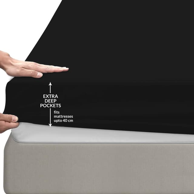 Detalle de Pamposh King Size Extra Deep Fitted Sheets (40 cm / 16 in pocket) – Brushed Microfibre, Hypoallergenic & Fade Resistant
