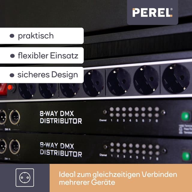 Detalle 2 de Perel PDU-Steckdosenleiste 8 Schuko, 3680 W