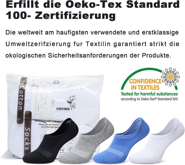 Detalle de Falechay 10 Paar Sneaker Socken No-Show (Füßlinge) aus Baumwolle – für Damen & Herren