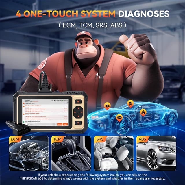 Detalle de THINKSCAN 662 OBD2 Diagnostic Scanner (ThinkScan 662) with 12 Reset Services + 4 System Diagnostics