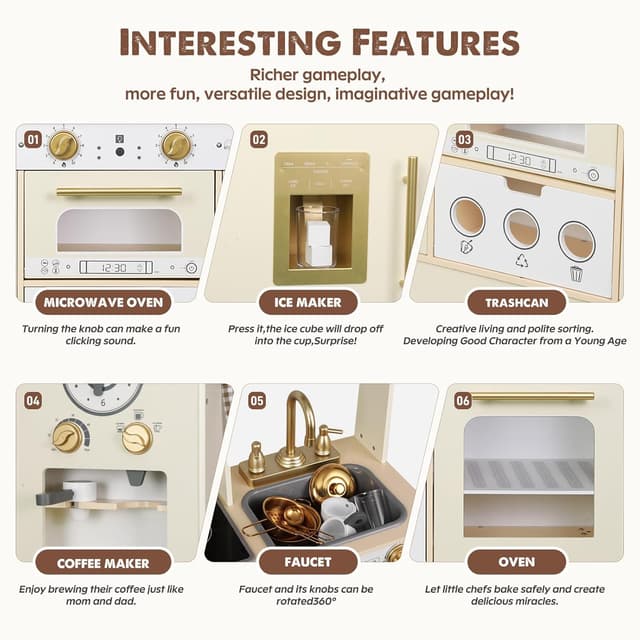 Thumbnail 5 de EDUBEBO Kids Kitchen playset Adjustable Height for Ages 3-8