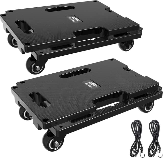 Detalle de Ronlap Furniture Moving Dolly (2 Pack) – 4-Wheel portable roller dolly with elastic ropes, 400 kg capacity