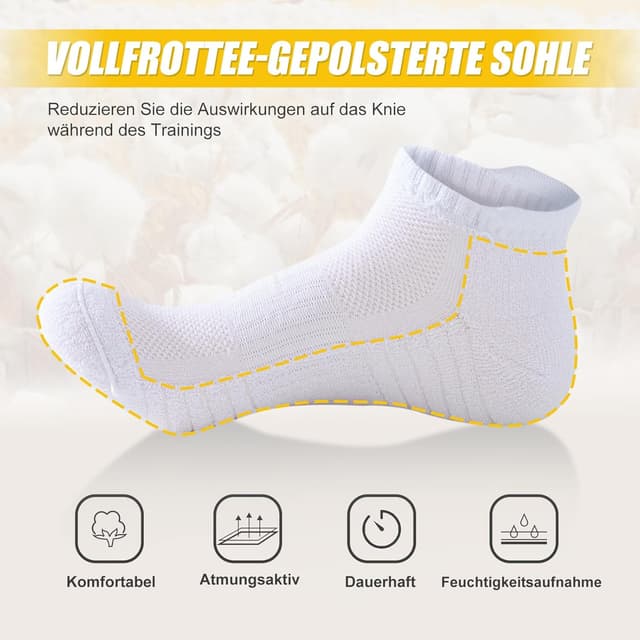 Detalle de SockWaddles Chaussettes de sport unisexes respirantes 6 paires (coton, mesh, anti-ampoules)