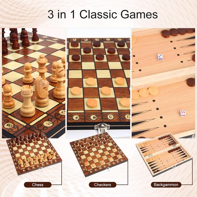 Thumbnail 3 de Schachspiel Holz Magnetisch 3-in-1