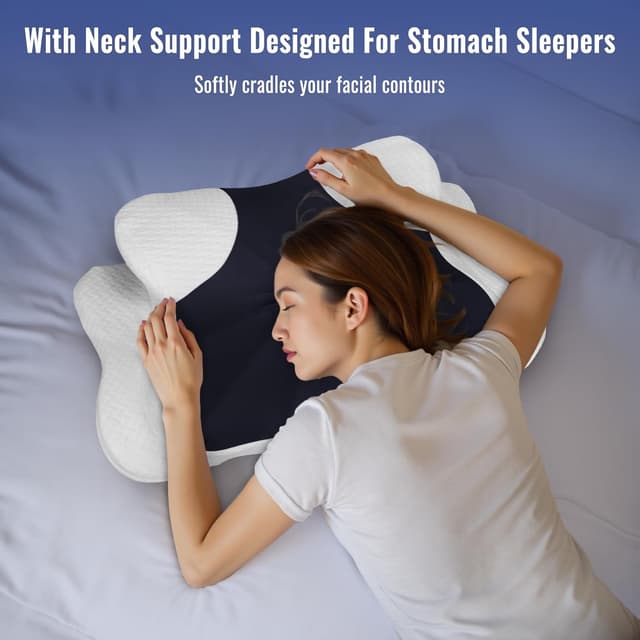 Detalle de BESTISAN Ergonomic Neck Pillow (Memory Foam) with Removable Washable Cover