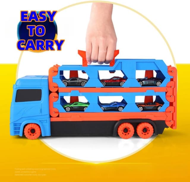 Thumbnail 6 de Bearbao 65-Zoll Rennstrecke mit Transport-LKW und 6 Mini Metallautos – Spielzeug für Jungen (3–6 Jahre)