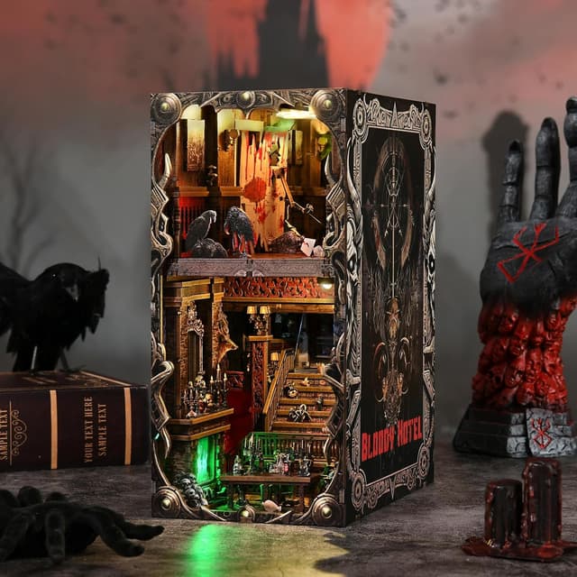 Thumbnail 6 de ETKVR Book Nook Kit – Horror DIY Booknook Modell mit LCD, LED und Spiegelillusion für dein Bücherregal