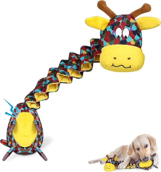 Detalle de PUHOHUN Squeaky Giraffe Tug & Chew Toy (Extra Large) for Small–Large Dogs