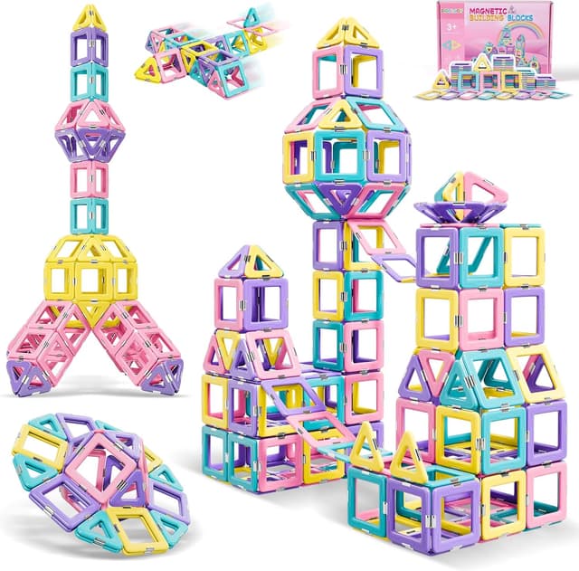 Detalle de COOLJOY Magnetische Bausteine 40-teiliges Set für Kinder ab 3 Jahren – Magnetspielzeug zum Bauen