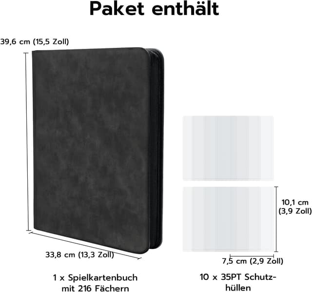 Thumbnail 6 de Tolesum Toploader Album für 216 Karten (10 Toploader) – 9-Fächer Binder für 3x4 Zoll Rigid Toploaders, Denim-Design