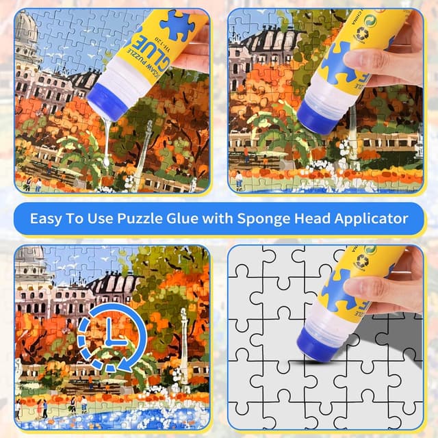 Detalle de YIIFELL Puzzlekleber Klar – Transparenter Puzzle-Kleber mit Easy-On Applikator (2er Pack, je 120 ml)