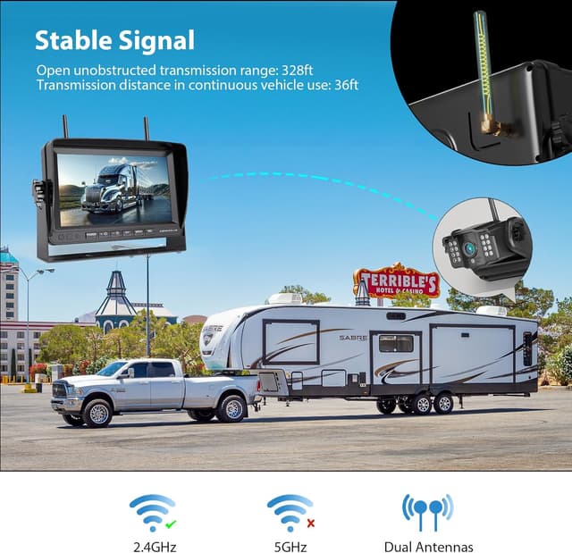 Detalle 2 de ZEROXCLUB Magnetische Rückfahrkamera kabellos (7 Zoll, 1080P, 9600 mAh) mit IP69K-Monitor