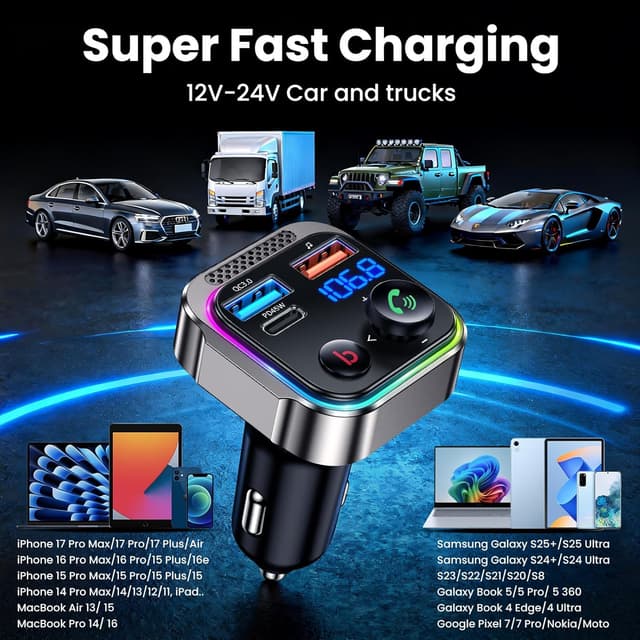 Thumbnail 6 de GizmoVine Bluetooth 5.4 FM Transmitter