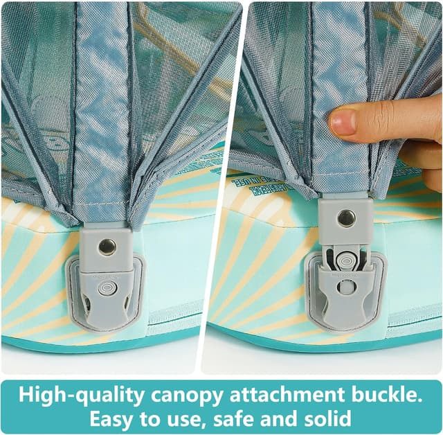 Detalle 2 de Mambobaby Float Add Tail Baby Swim Float with Canopy (Solid Pool Infant Trainer, Non-Inflatable Waist Ring) — Shell Green