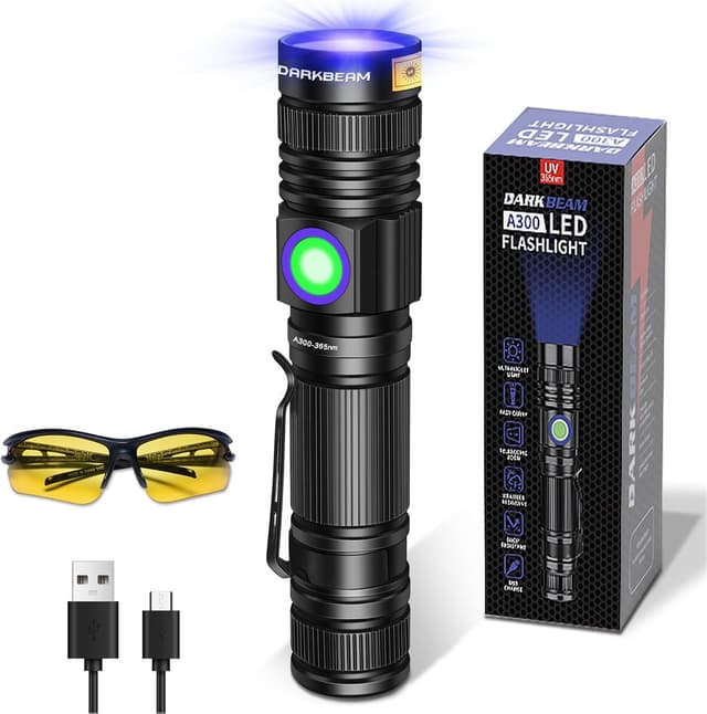 Detalle de DARKBEAM UV Torch 365 nm USB Rechargeable Black Light Lamp (mini) for resin curing, pet urine detection and more