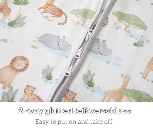 Detalle 2 de Chilsuessy Baby-Schlafsack mit Füßen im 2er-Set, 1,5 Tog – 100% Baumwolle (105–120 cm)