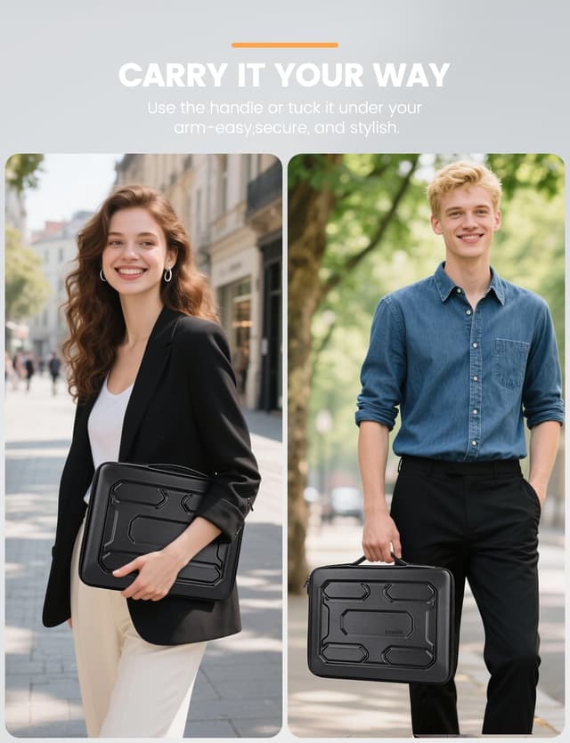 Detalle 2 de DOMISO 15.6-inch Laptop Sleeve with Handle — Shockproof, Water-Repellent EVA Case (Black)