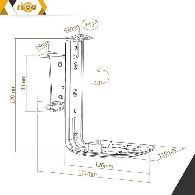 Thumbnail 6 de RICOO LH054-T Support mural pour SONOS One 1 pièce