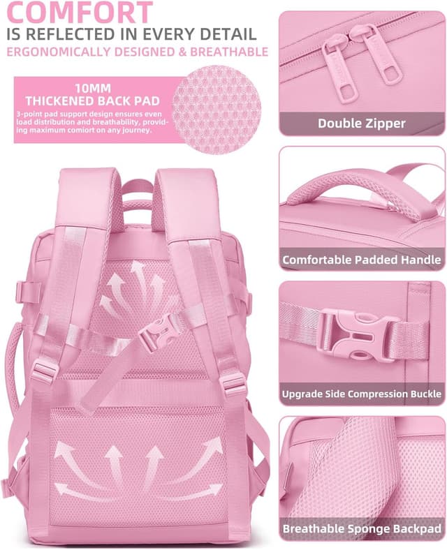 Thumbnail 6 de LARVENDER Carry-on Luggage Expandable 20 Inch Hardside Set with TSA Lock + Large Travel Backpack (Peach Sparkling)