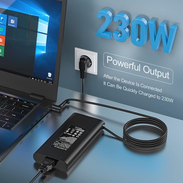 Detalle 2 de shefor 230W Netzteil Ladegerät – kompatibel mit HP Omen 15/16 und ZBook Fury 16 G9 (19,5V, 11,8A, 4,5×3,0 mm)