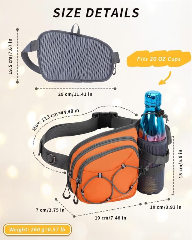 Detalle de sportsnew Hydration Waist Pack with Water Bottle Holder (2L) for Running, Hiking & Dog Walking