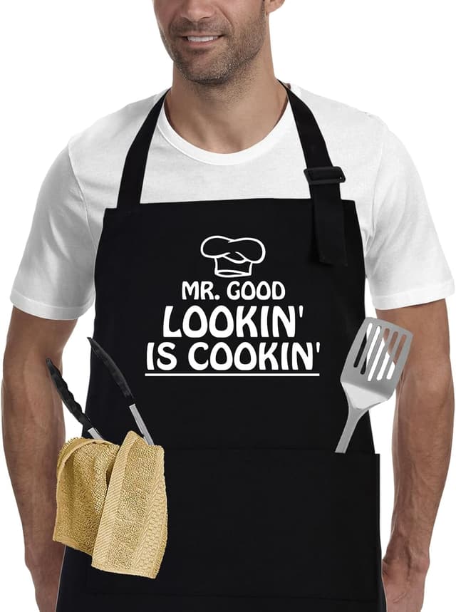 Detalle de APRONPANDA BBQ apron for men with pockets
