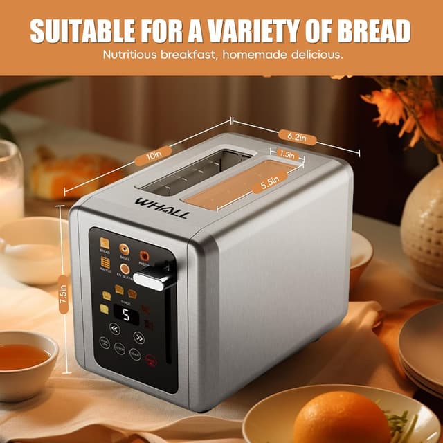 Thumbnail 5 de WHALL Touch Screen Toaster 2-Slice with Timer 🍞