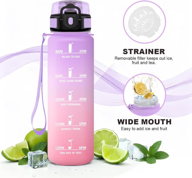 Detalle de JAPORIA Gourde 1L avec filtre, repères de temps et sangle de transport