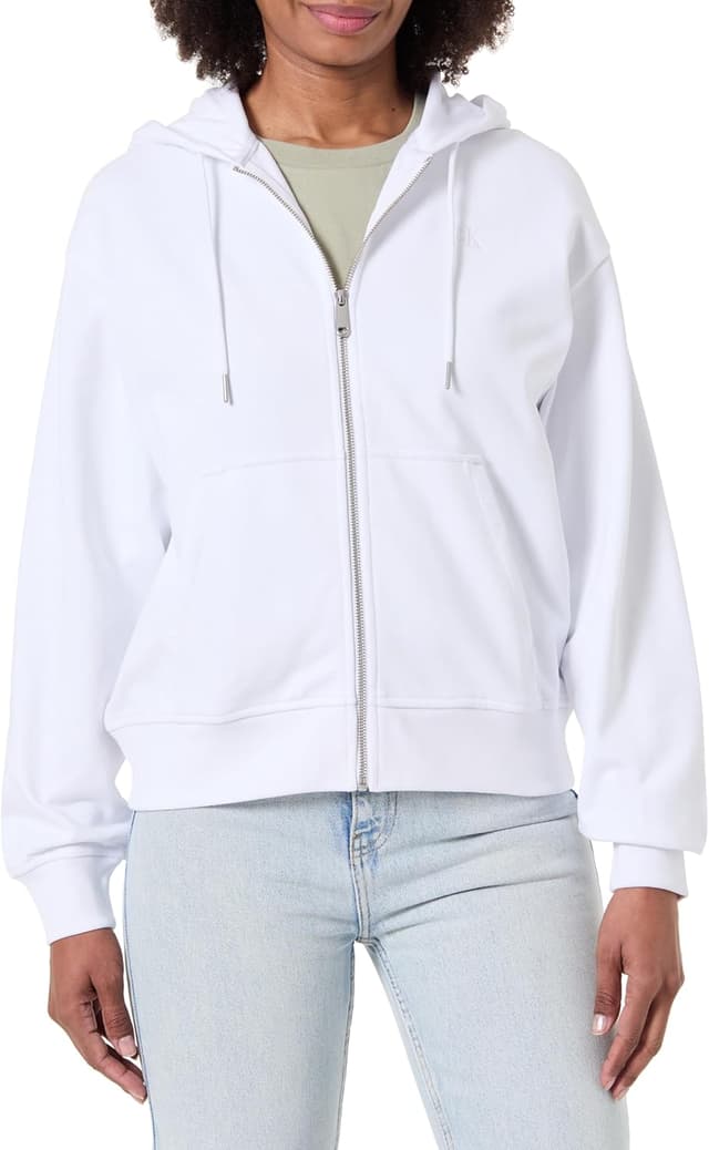 Detalle de Calvin Klein Donna Felpa con zip e cappuccio Archive Logo French Terry