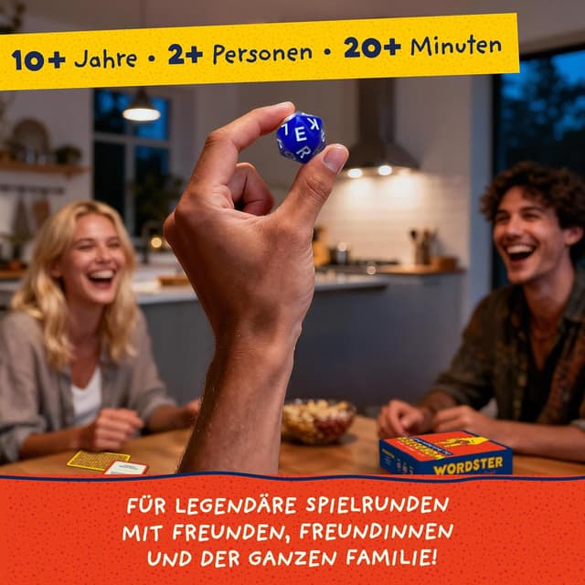 Detalle de WORDSTER – Das Buchstaben-Duell: Stadt Land Fluss Kartenspiel für 2 bis 8 Personen ab 10 Jahren