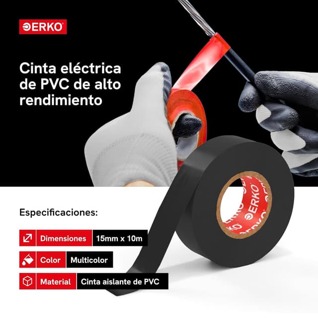 Detalle 2 de ERKO cinta aislante 15mm x 10m multicolor