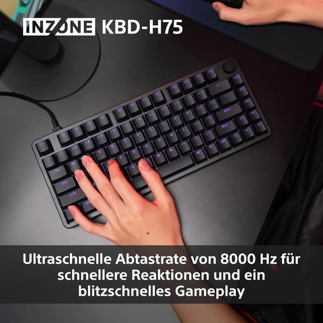 Detalle de Sony INZONE KBD-H75 Gaming-Tastatur (75% TKL, Magnetschalter, Rapid Trigger, 8000 Hz) – US-Layout, Schwarz