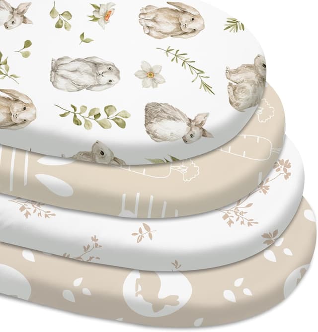 Detalle de Moses Basket Sheets 82 x 41cm – 4 Pack Fitted Bassinet, Oeko-tex100, Rabbit Style