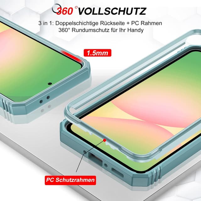 Thumbnail 4 de LeYi Handyhülle für Samsung Galaxy A56 5G – militärisch stoßfestes Slide-Cover mit Kameraschutz, Ringhalterung und 2 Schutzfolien (Grün)