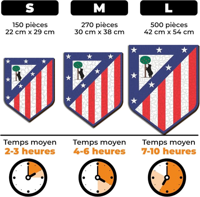 Detalle de Puzzle en bois Iconic Puzzles Atletico Madrid Logo, 270 pièces taille M