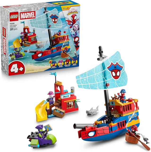 Detalle de LEGO Marvel Team Spidey Pirate Ship (11208) with 2 boats and 4 minifigures