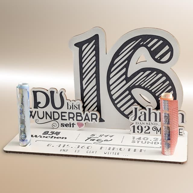 Thumbnail 1 de 16 Geburtstag 3D Holzkarte Geldgeschenke