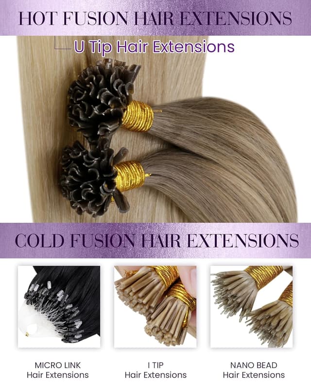 Thumbnail 6 de LaaVoo Bondings Extension Echthaar (55 cm) mit Keratin-Bondings – Balayage Blond Ombre, 50 g, U-Tip