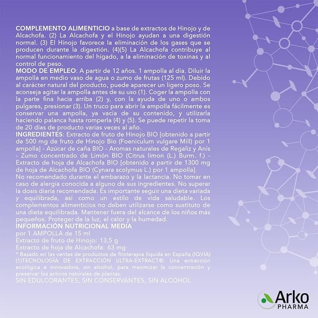 Thumbnail 1 de Arkopharma Arkofluido Alcachofa - Hinojo Bio 20 Ampollas