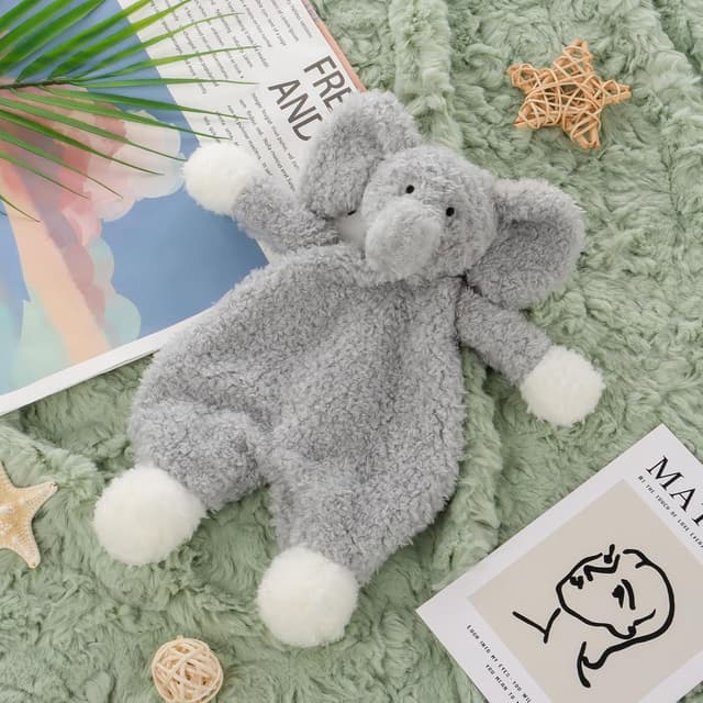 Detalle 2 de Apricot Lamb 10 Inch Grey Elephant Security Blanket for Infants