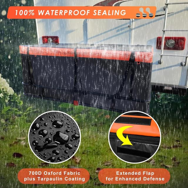 Detalle de MeeFar Hitch Mount Cargo Carrier Basket with Waterproof Bag, Cargo Net, Straps & Hitch Stabilizer (2" Receiver, 500 Lbs Capacity)