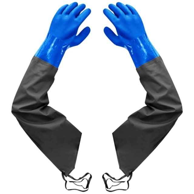 Detalle de Haiou Long Rubber Gloves (Elbow Length) for Heavy Duty Chemical, Oil & Alkaline Protection