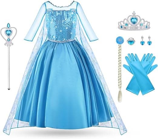 Detalle de Vicloon Disfraz de Elsa para Niña 🎉 con Accesorios