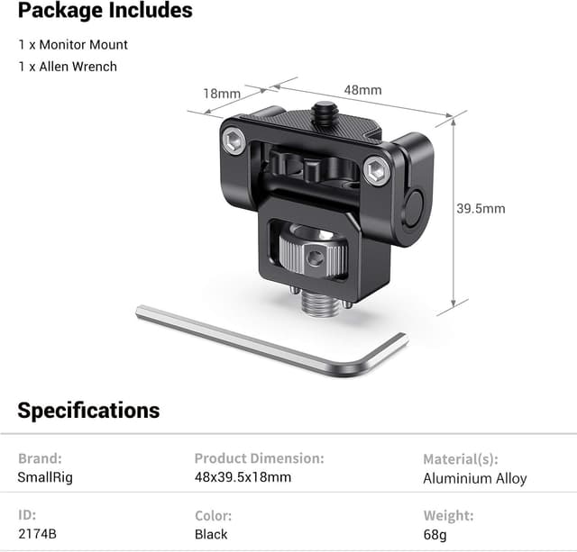 Thumbnail 6 de SMALLRIG 2174B Monitor Mount, 146° Neigung