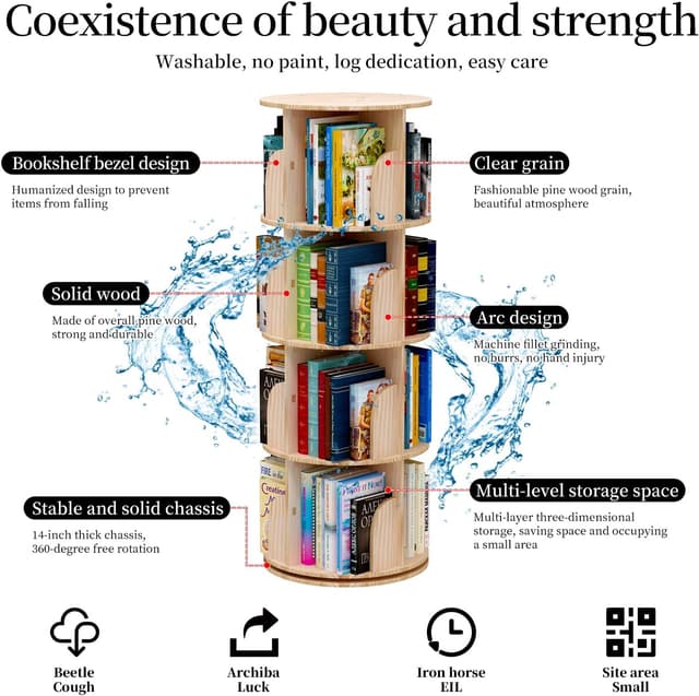 Detalle 1 de Drehbares Bücherregal mit 360 Grad